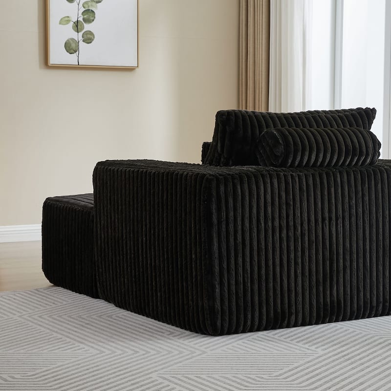 Corduroy Foam Sofa Lounge Chair with Removable Footstool