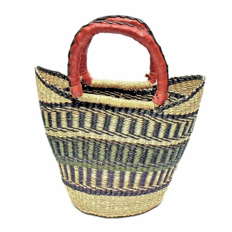 Handmade Bolga Shopper Tote Basket, 14-inch