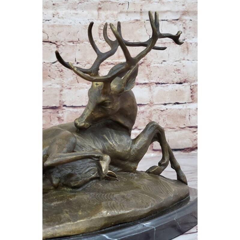 Trophy Bronze Antelope Buck Sculpture Statue Marble Base Figure Figurine Hotcast