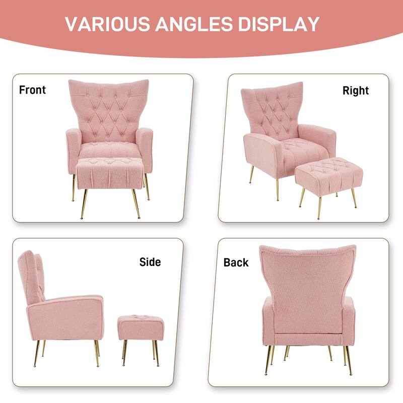 Ouyessir Upholstered Tufted Accent Chair with Ottoman