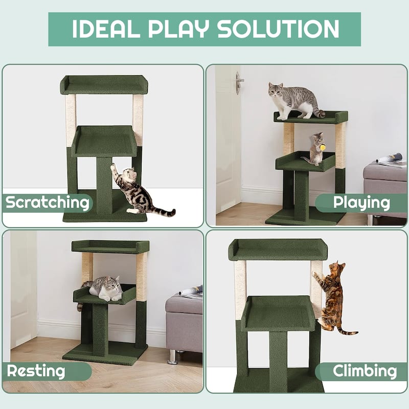 2 Tier Cat condo for Large Cats Tower with Scratching Post