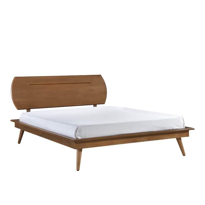 Country Casual Style Queen Platform Bed with Oval Headboard 1pc Wooden Bedroom Furniture