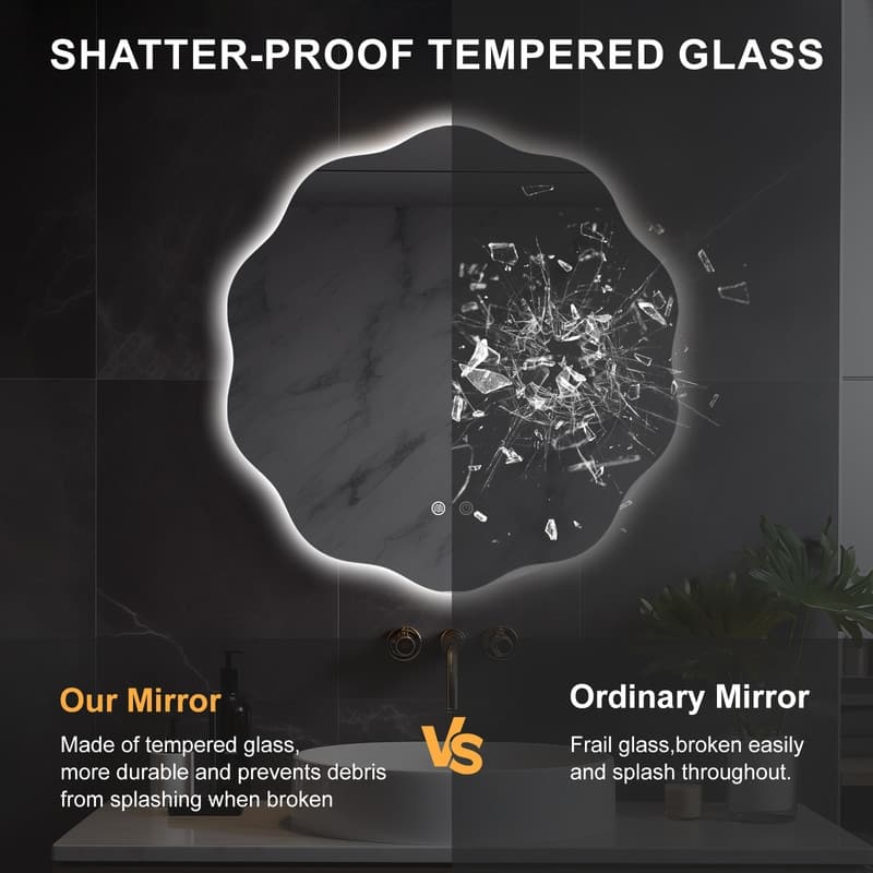 Adjustable LED Flower Shaped Bathroom Mirror