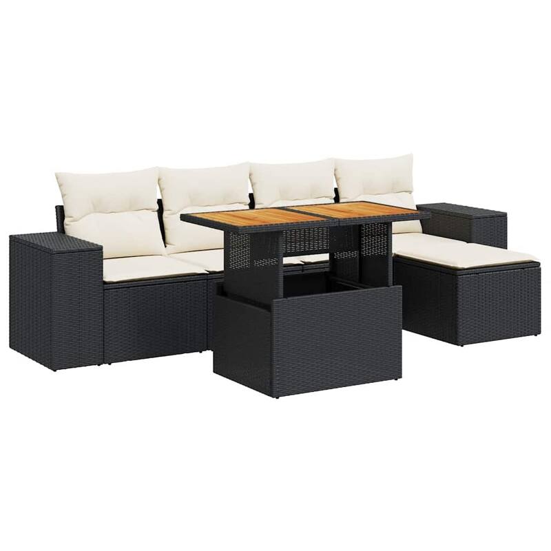 vidaXL Garden Sofa Set Black, Cream White - 21.7 x 39.4 x 28.7