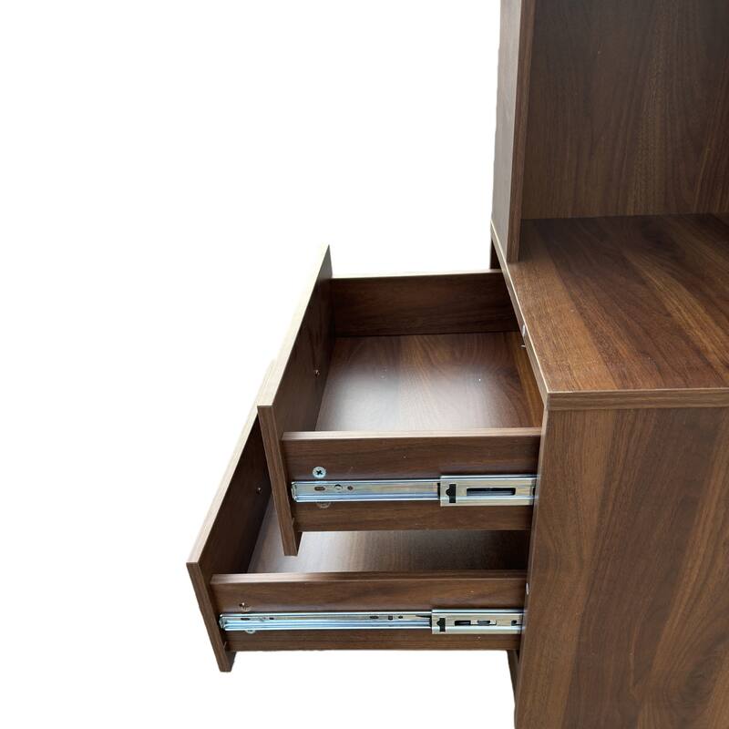 Corner Bookshelf With Drawers,4-Tier Corner Bookcase With Baffle, Freestanding L Shaped Display Shelf Stand With LED Lights