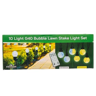 Kurt Adler UL 10-Light Dual Color Pure White/Warm White LED G40 Bubble Light Set