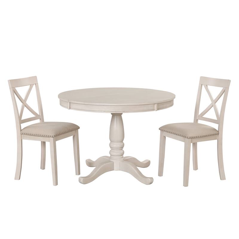 Modern Dining Table Set for 4 with Round Table and 4 Kitchen Room Chairs, 5 Piece Kitchen Table Set for Dining Room