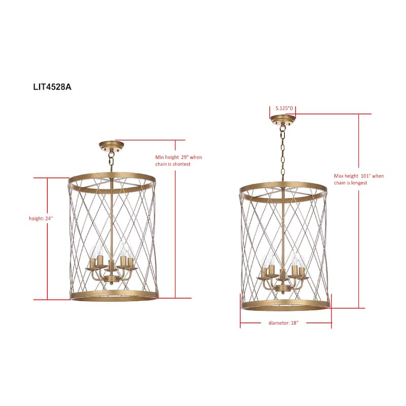 SAFAVIEH Lighting Fatima Adjustable 5-Light Gold Pendant - 18"x18"x29-101" - 18Wx18Dx101H