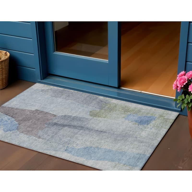 HomeRoots Abstract Transitional Rectangle Outdoor Rug - 3' x 5'
