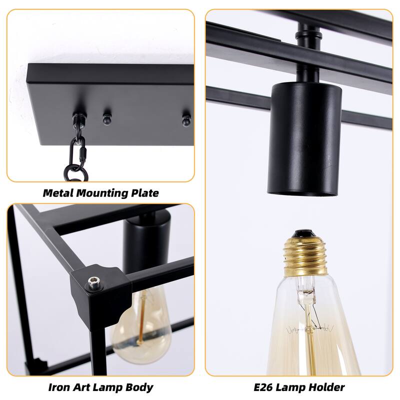 Ezra Farmhouse 41.3 in. Linear 6-Light Chandelier for Kitchen, Dining Room