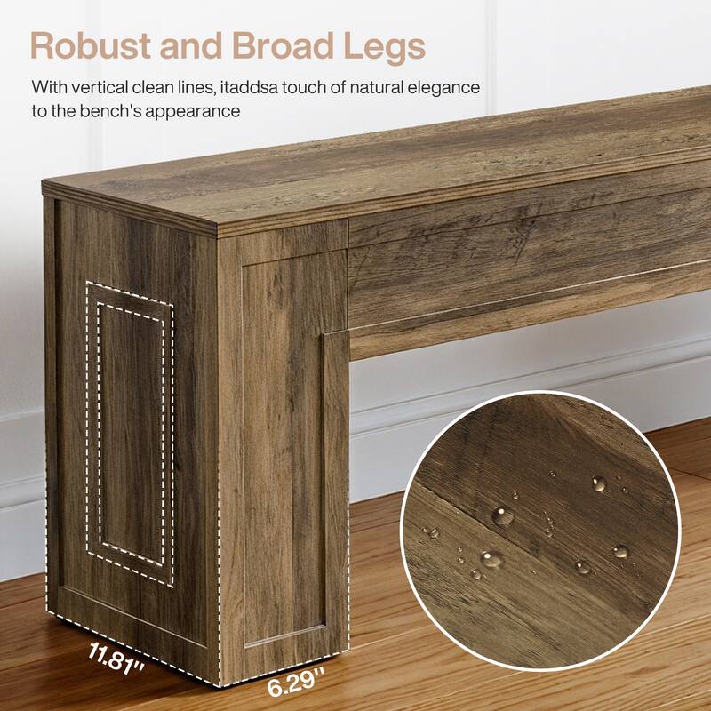 Entryway Shoe Bench, 55" Farmhouse Wooden Kitchen Table Bench - 11.81" D x 55.11" W x 17.72" H