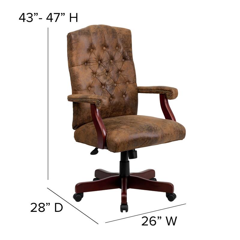 Upholstered Brown Swiveling Executive Office Armchair