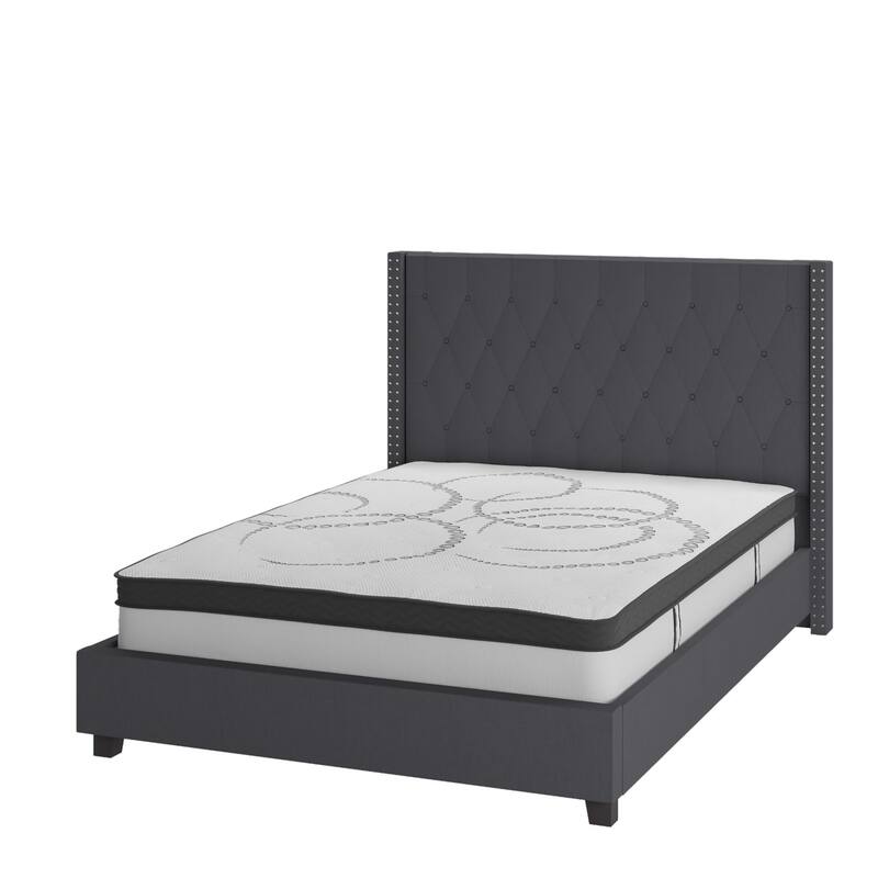 Tufted Platform Bed with 10 Inch Pocket Spring Mattress