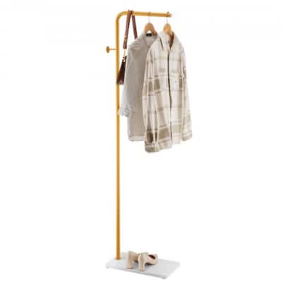 Modern Freestanding Coat Hanger with 3 Round Hooks and Metal Frame Anti-Tipping Quartz Base - 17.7 x 9.84 x 66.93 in