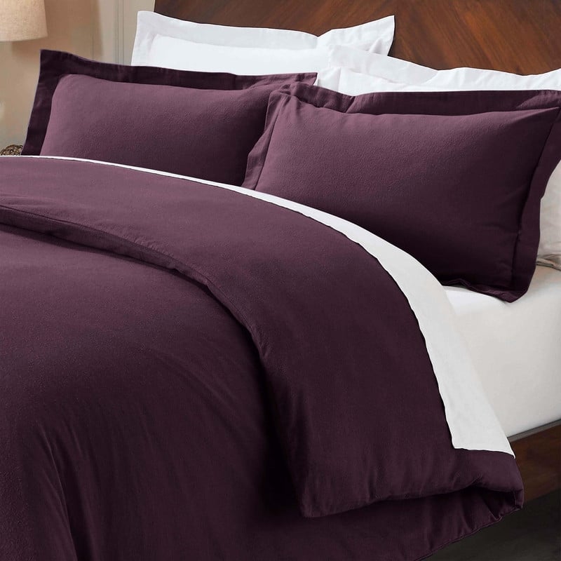Superior Classic Solid Flannel Cotton Duvet Cover Set