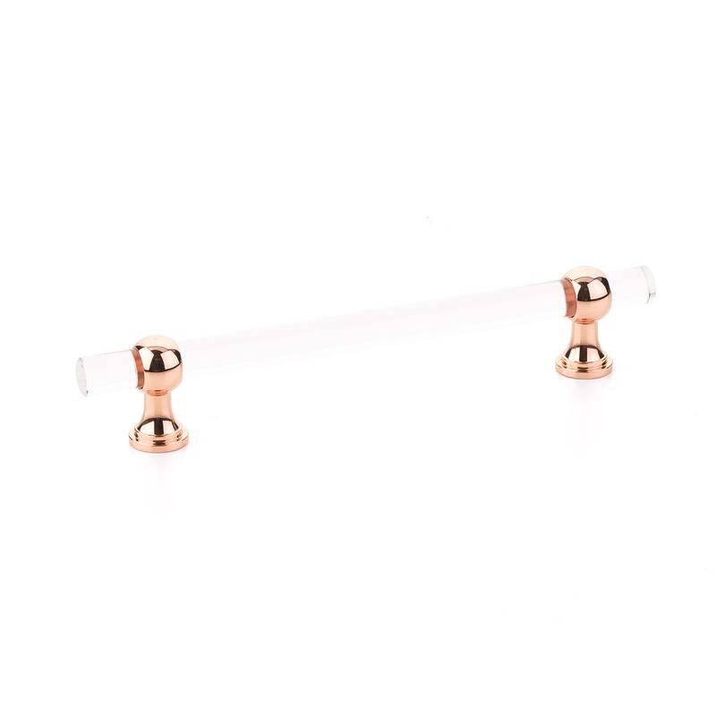 Schaub and Company Lumiere 6" Euro Modern Acrylic Bar Cabinet Handle - Polished Rose Gold