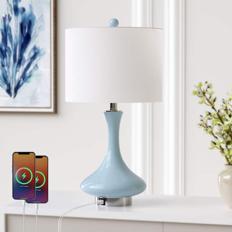 Maxax 23.5 Ceramic Bedside Elegant Table Lamp - Light Blue