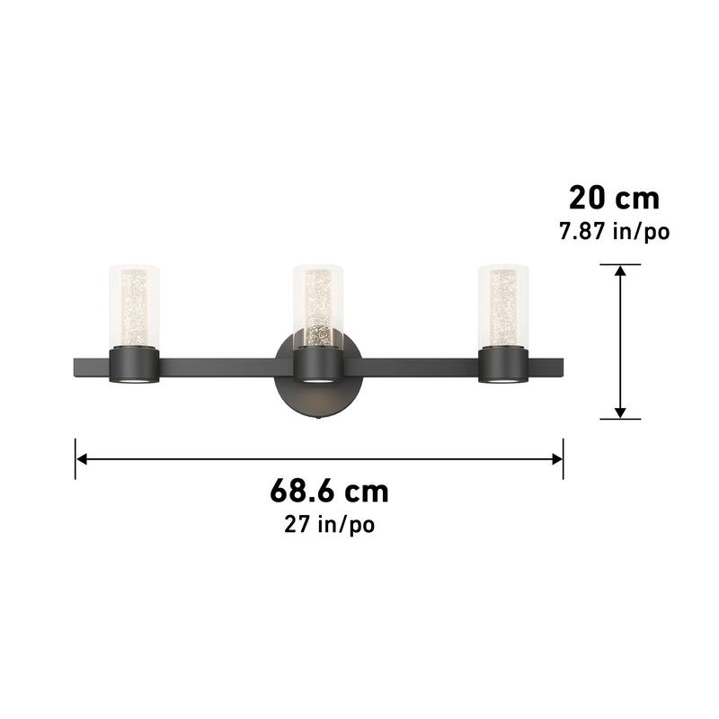 Artika Novello 3-Light Integrated LED Bathroom Vanity Light, Black