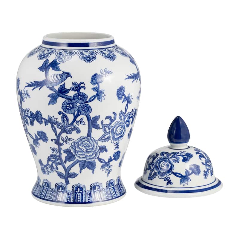 Sagebrook Home Ceramic Chinoiserie Ginger Jar with Lid