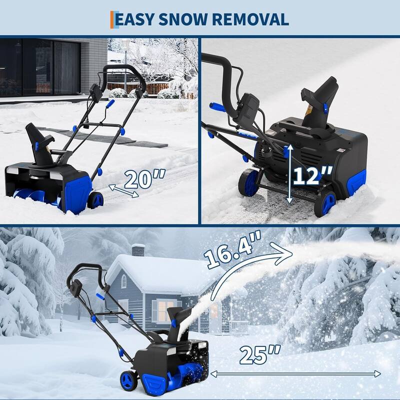 Corded 20 inch Electric Snow Blower Corded, Snow Thrower for Walkways Deck - N/A