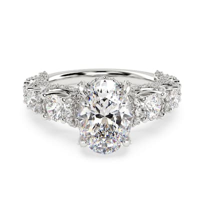 Auriya 14k Gold 6.00ctw Lab grown Oval Vintage Hidden Halo Diamond Engagement Ring (F-G VS)