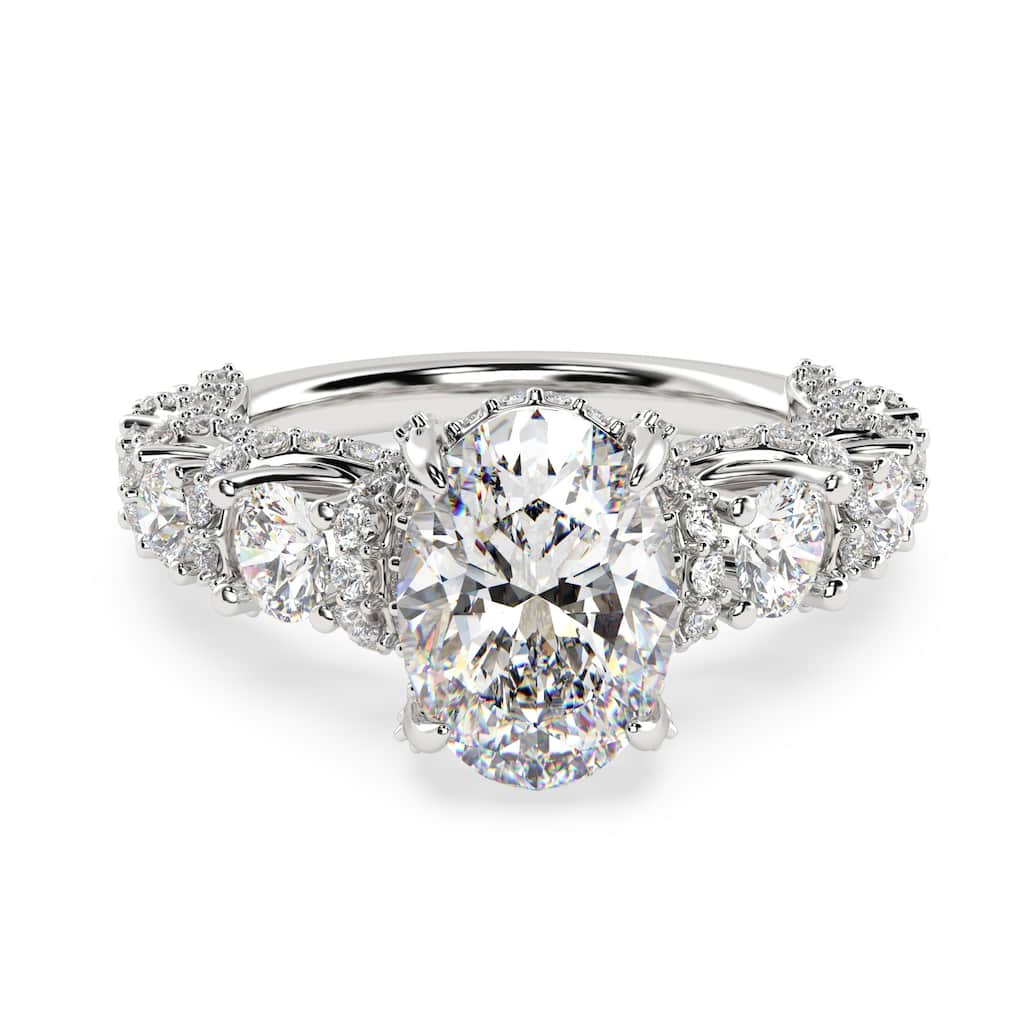 Auriya 14k Gold 6.00ctw Lab grown Oval Vintage Hidden Halo Diamond Engagement Ring (F-G VS)