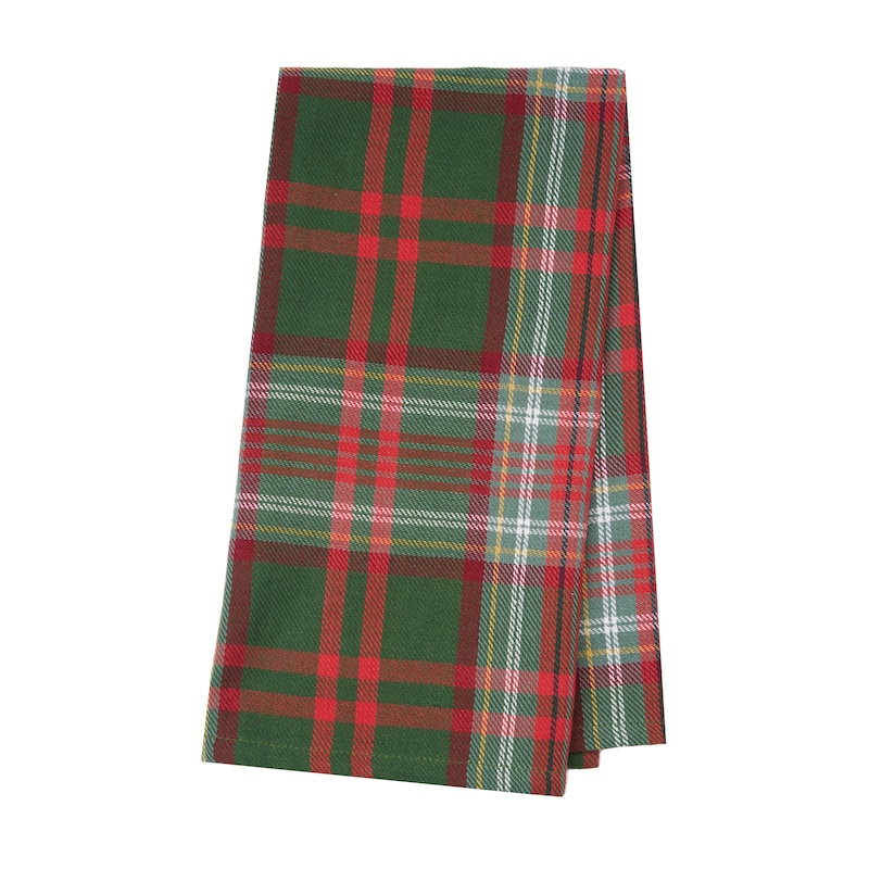 27' X 18" Axel Plaid Woven Cotton Kitchen Dish Towel, Red, White and Green Plaid