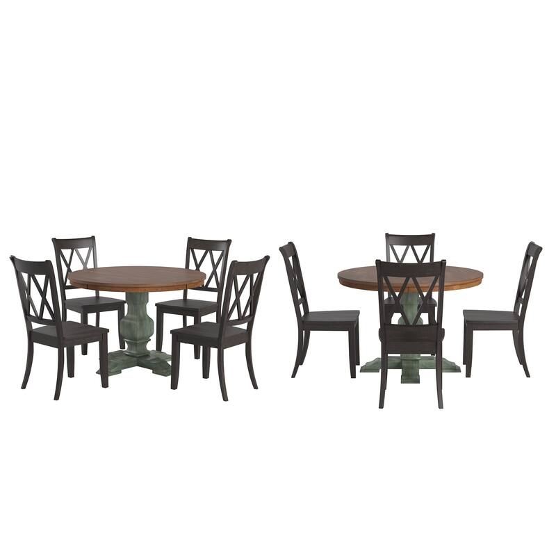 Ronda 45" Round Solid Wood Top Dining Set with X-Back Chairs