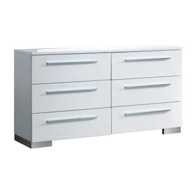 Minimal Modest Wooden Dresser In Contemporary With 6 Drawers, White