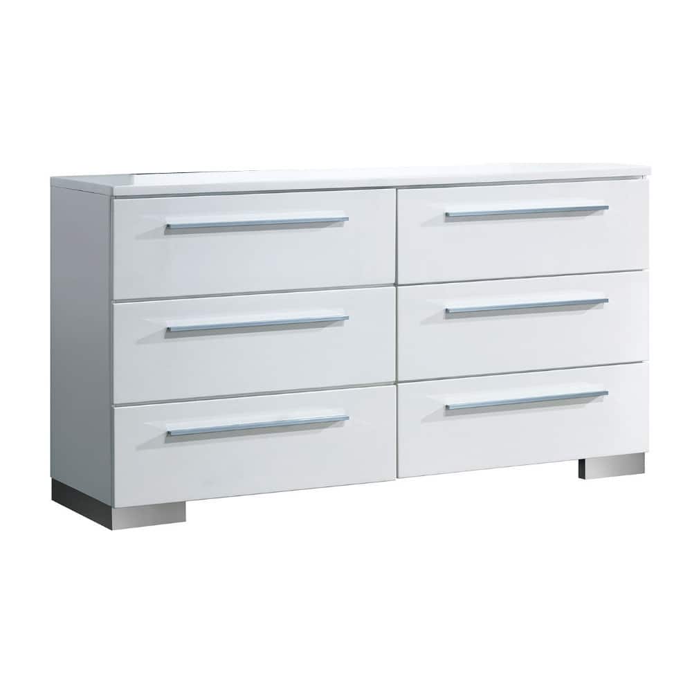 Minimal Modest Wooden Dresser In Contemporary With 6 Drawers, White