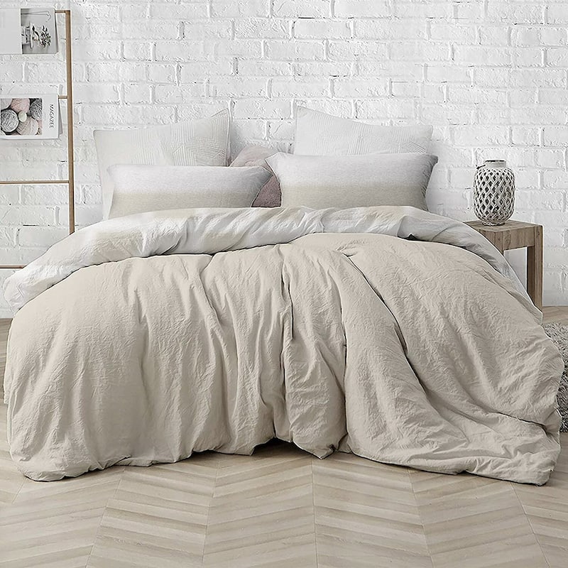 Delara GOTS Certified 100% Organic Cotton Check Reversible Print Duvet Cover and Sham Set of 2