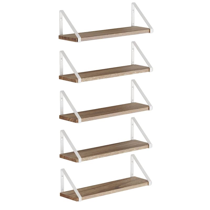 Wallniture Ponza 17" Wood Shelves for Farmhouse Décor, Burnt Finish, Set of 5