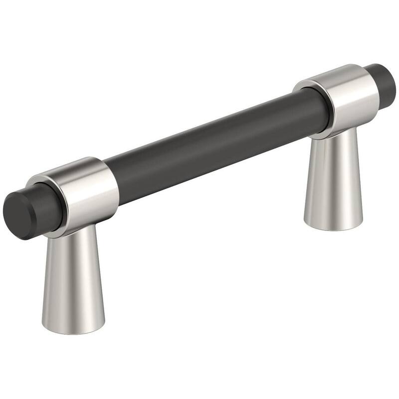 Amerock BP37385 Mergence 3" Center to Center Bar Cabinet Pull - Matte Black / Polished Nickel