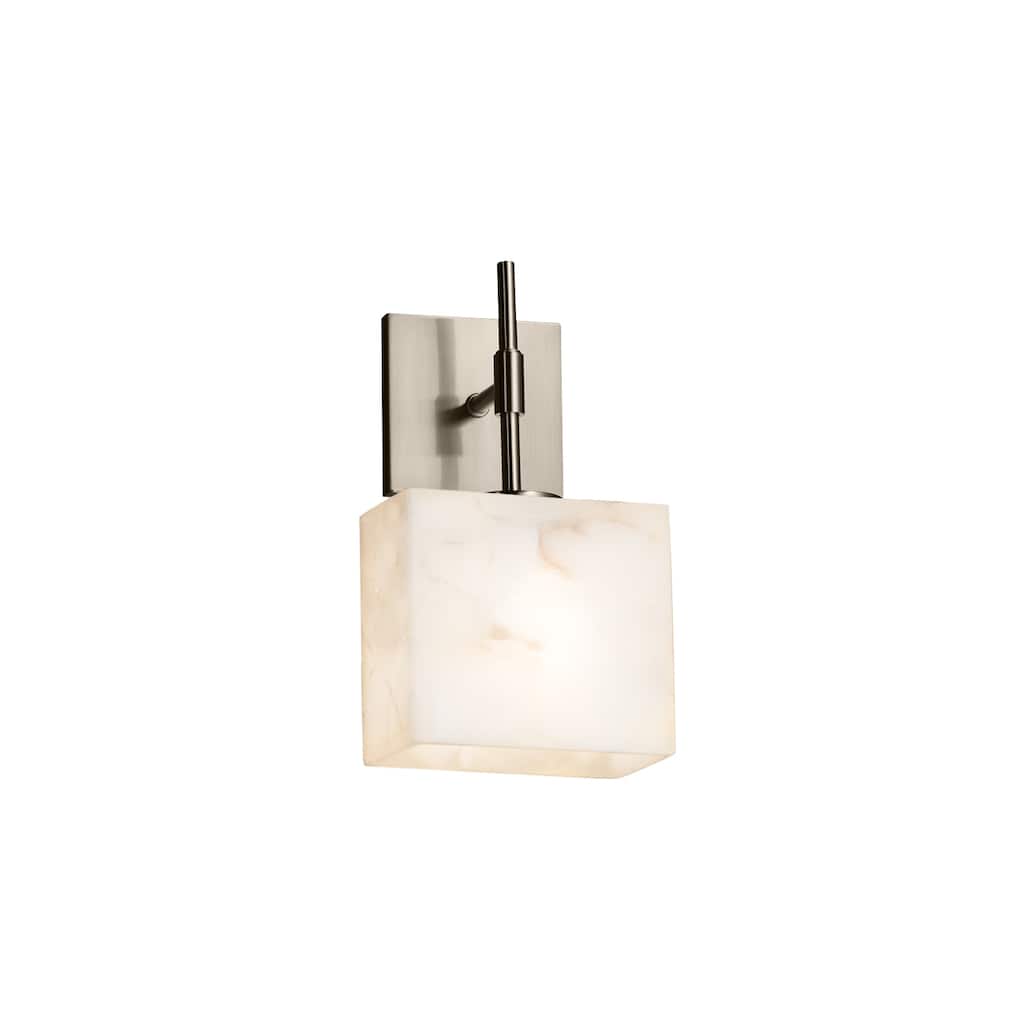Alabaster Rocks! Union ADA 1-light Brushed Nickel Wall Sconce, Alabaster Rocks Rectangle Shade
