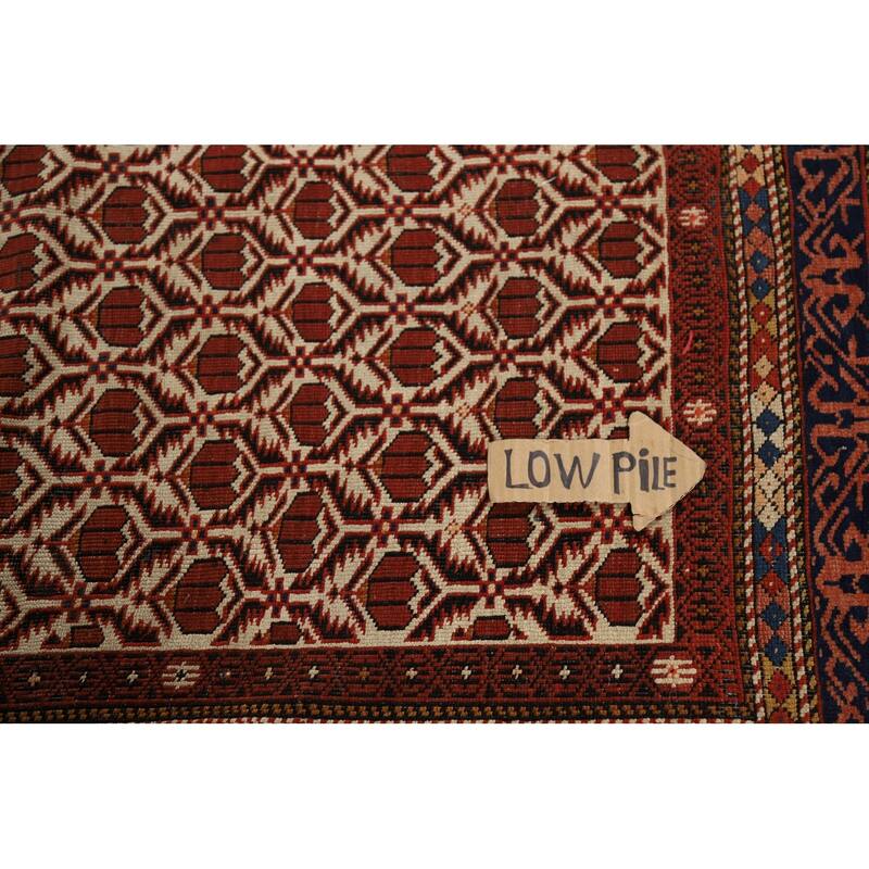 Pre-1900 Antique Vegetable Dye Shirvan Persian Wool Carpet - 4'10" x 8'7"