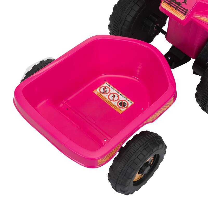 Electric 6V ATV Ride-On for Kids with Trailer, Bluetooth, Music, and Power Display, White, Ages 3-6