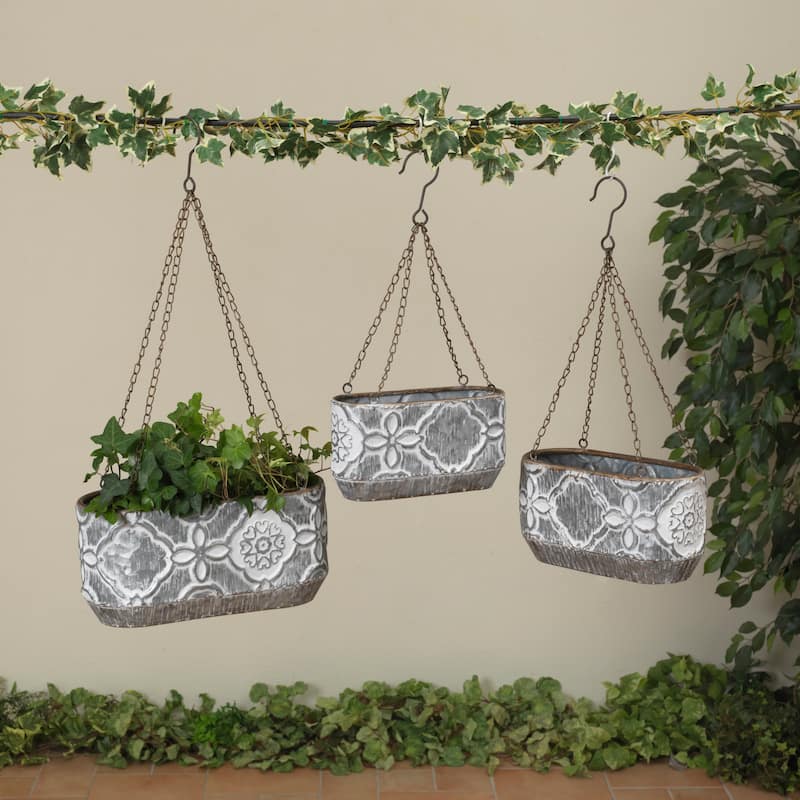 Hanging Galvanized Nesting Metal Hang Planters Set of 3