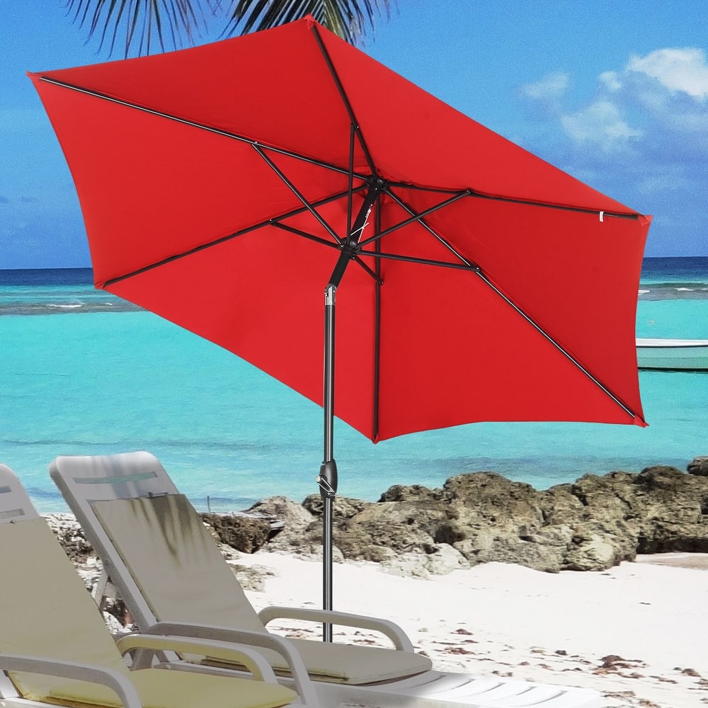 Autlaycil 9ft Patio umbrella Outdoor umbrella With Push-Button Tilt & Crank for Pool, Garden