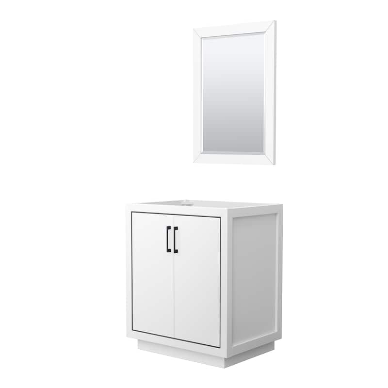 Icon Single Bathroom Vanity Cabinet, 24-Inch Mirror - White, Matte Black Trim, No Top