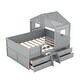 preview thumbnail 13 of 24, Modern House-Shaped Full Size Wood Low Loft Bed with Staircase,Four Storage Drawers Under-Bed,Full-Length Guardrail and Roof