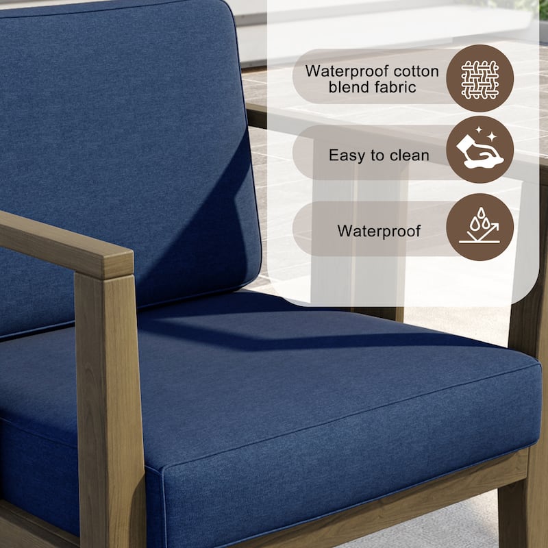 Uixe 3-piece Teak Solid Wood Outdoor Arm Chairs with Side Table Set