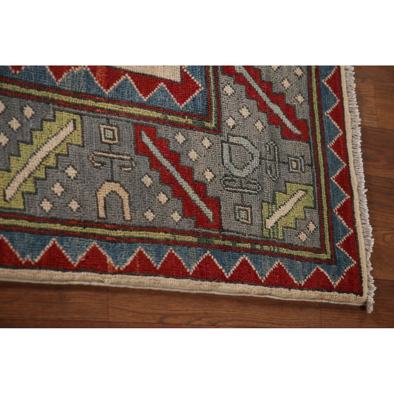 Kazak Area Rug Hand-Knotted Oriental Wool Carpet - 6'10" x 10'2"