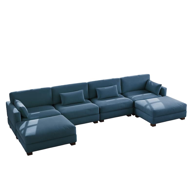Corduroy Upholstered Modular Sectional Sofa for Living Room