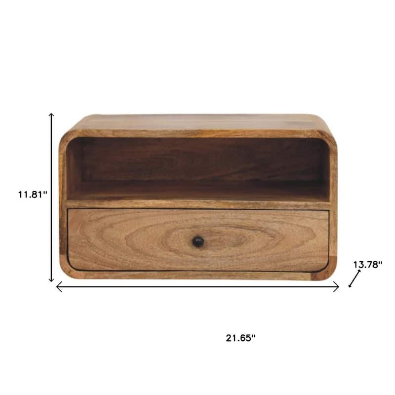 HomeRoots 22" Oak Solid Wood One Drawer Floating Nightstand