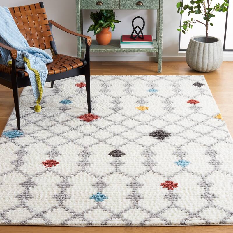 SAFAVIEH Marrakech Ardith Moroccan Boho Tribal Rug - 4'5" x 6'5" - Ivory/Grey