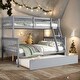preview thumbnail 14 of 34, Twin/Full Size Bunk Beds with Trundle, Convertible Ladder and Guardrail