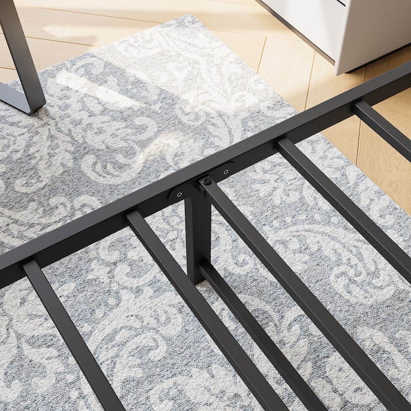 Queen Size Platform Bed with Wooden Headboard, Under Bed Storage, Noise Free, Easy Assembly, Black