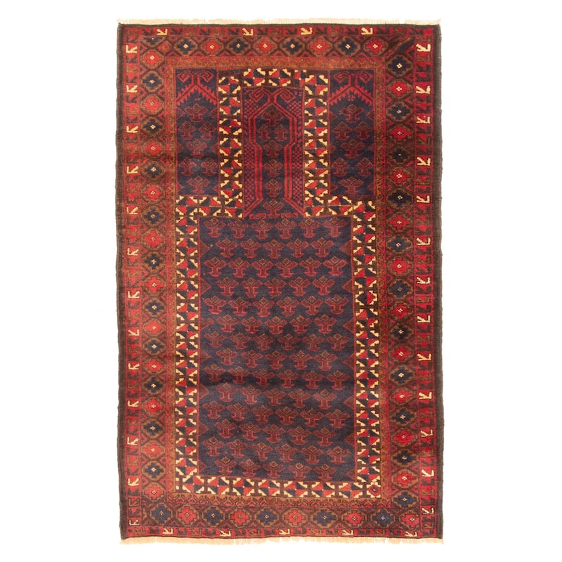 ECARPETGALLERY Hand-knotted Teimani Dark Navy Wool Rug - 2'11 x 4'9