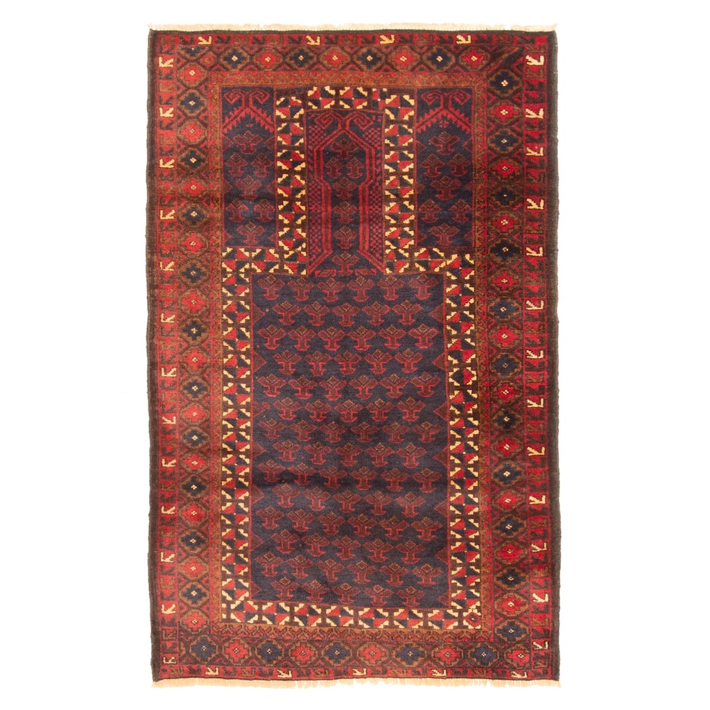 ECARPETGALLERY Hand-knotted Teimani Dark Navy Wool Rug - 2'11 x 4'9