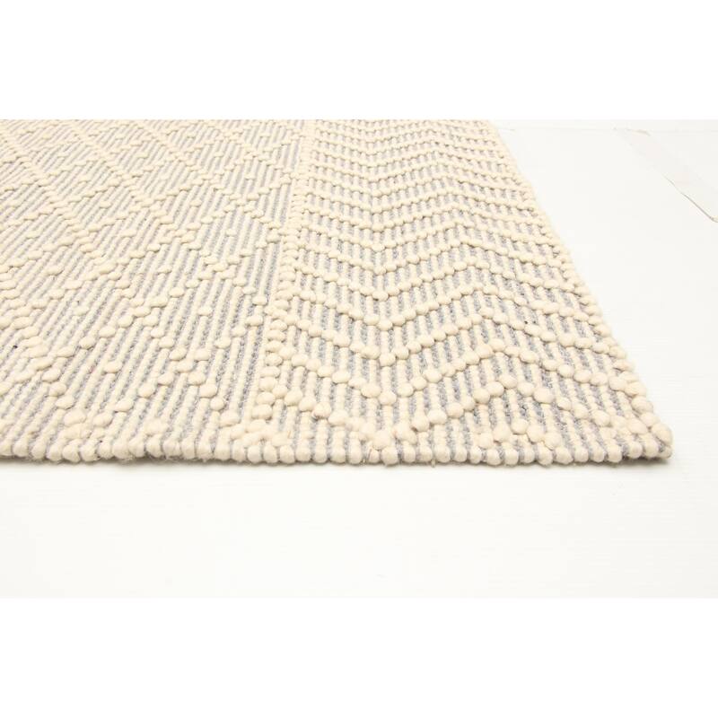 ECARPETGALLERY Braid weave Sienna Grey Wool Rug - 4'11 x 7'11